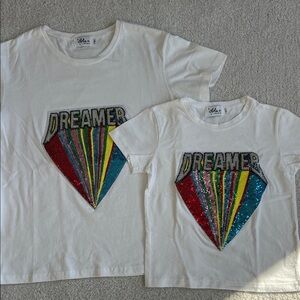 Mommy & Me Lola & the Boys “Dreamer” Sequin Rainbow Diamond Tees - size M & 6